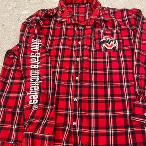 Ohio State Buckeyes Mens FOCO Red Plaid Men's Shirt-XXL